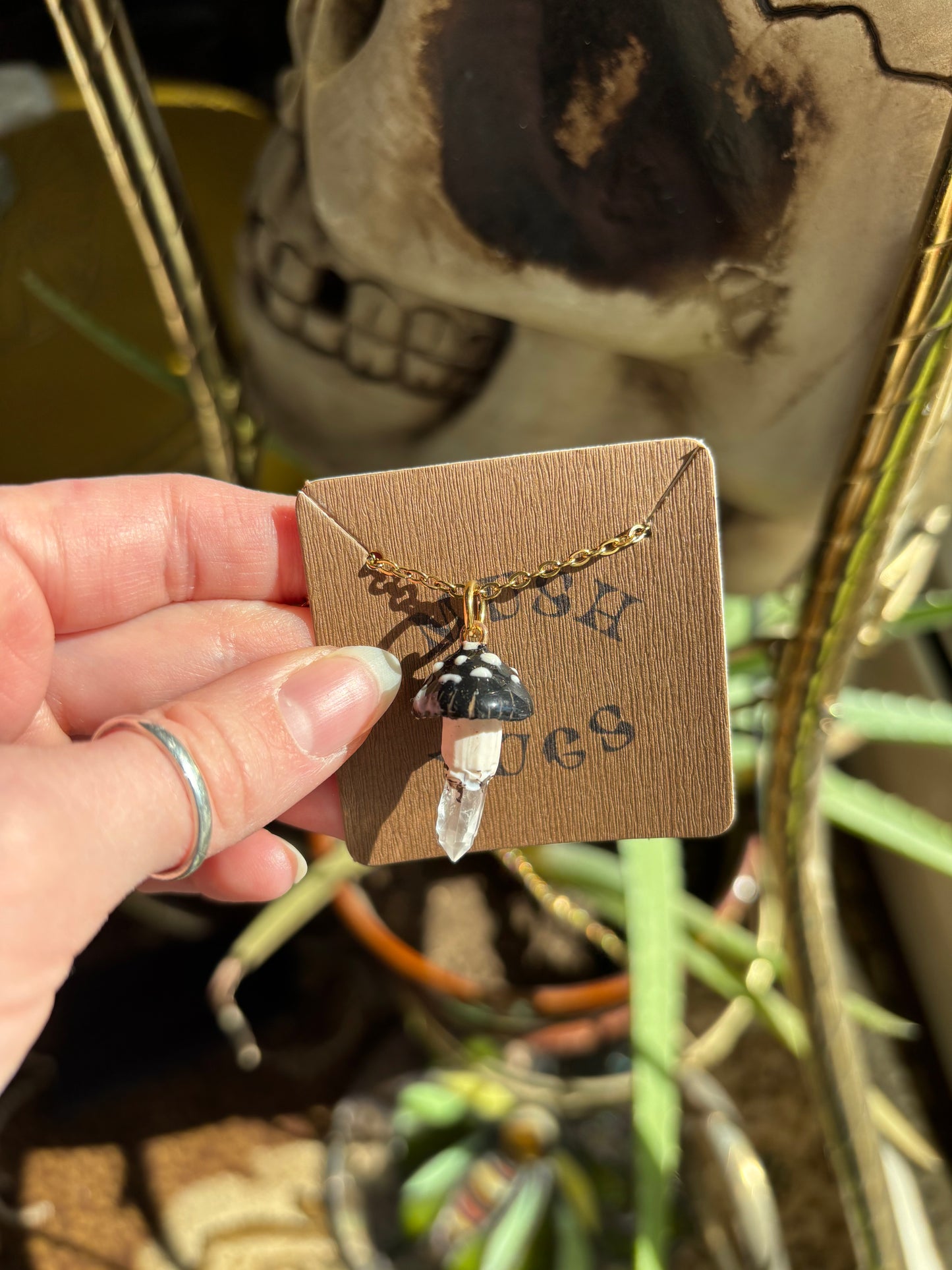 Mushroom + Quartz Necklace