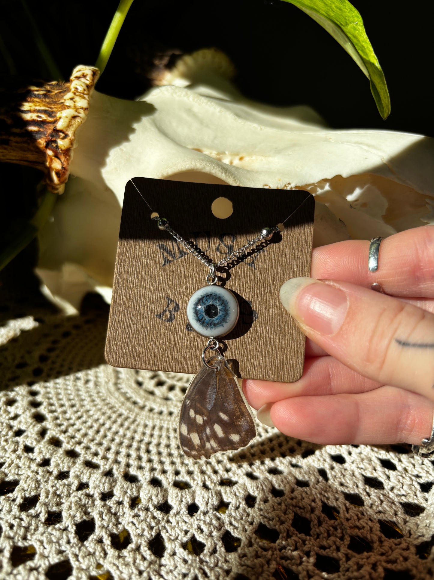 Butterfly Wing + Eye Necklace