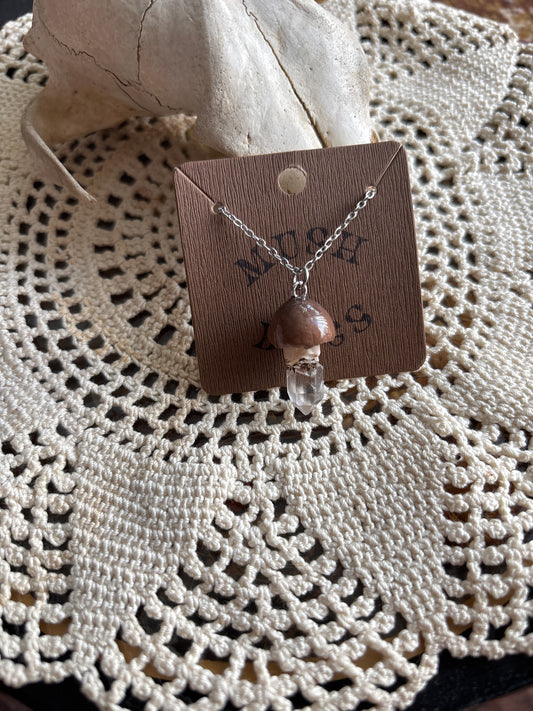 Mushroom + Quartz Necklace