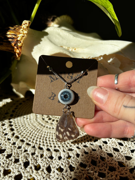 Butterfly Wing + Eye Necklace