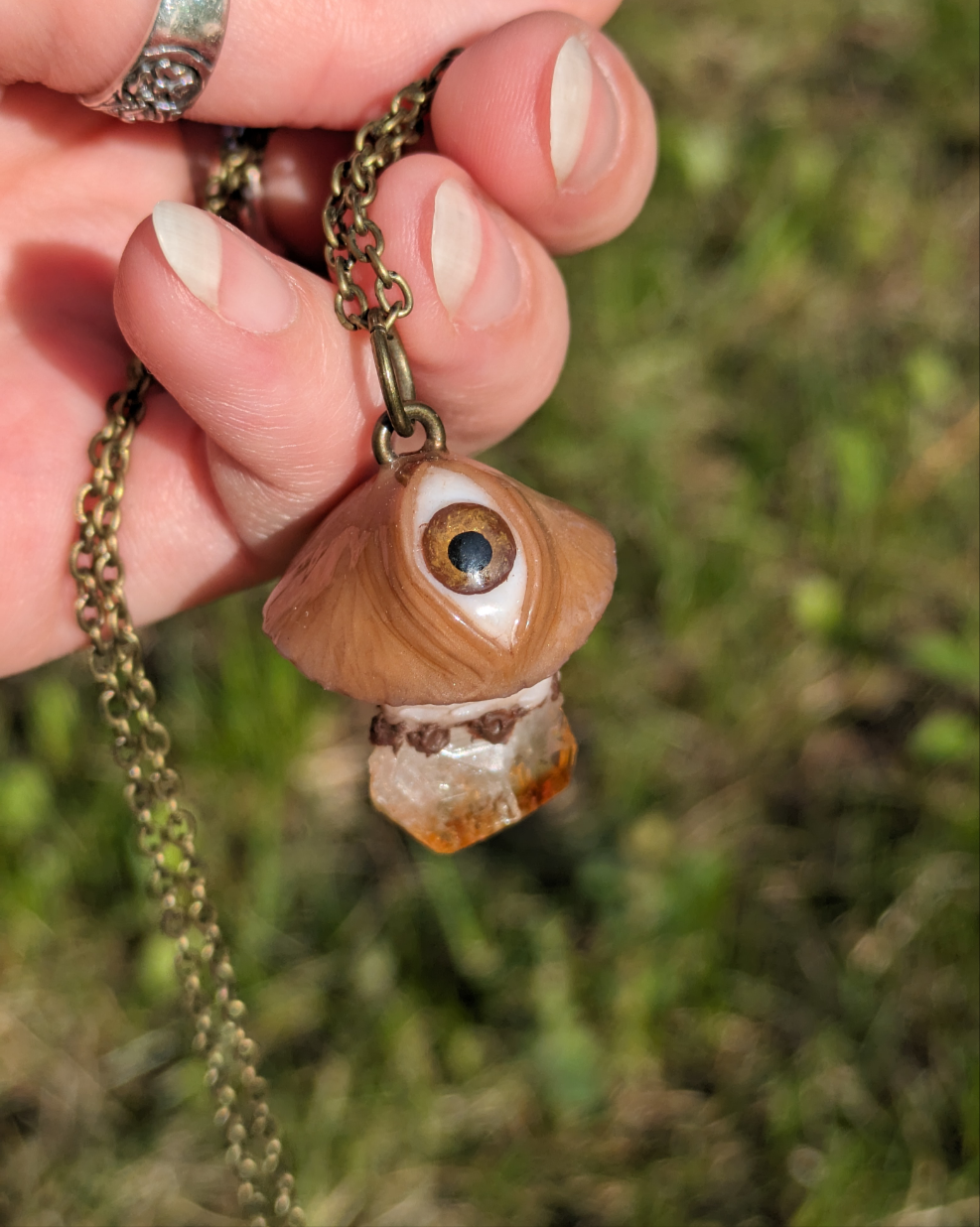 Third Eye Shroom + Citrine Necklace