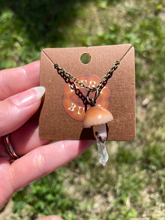 Mushroom + Quartz Necklace