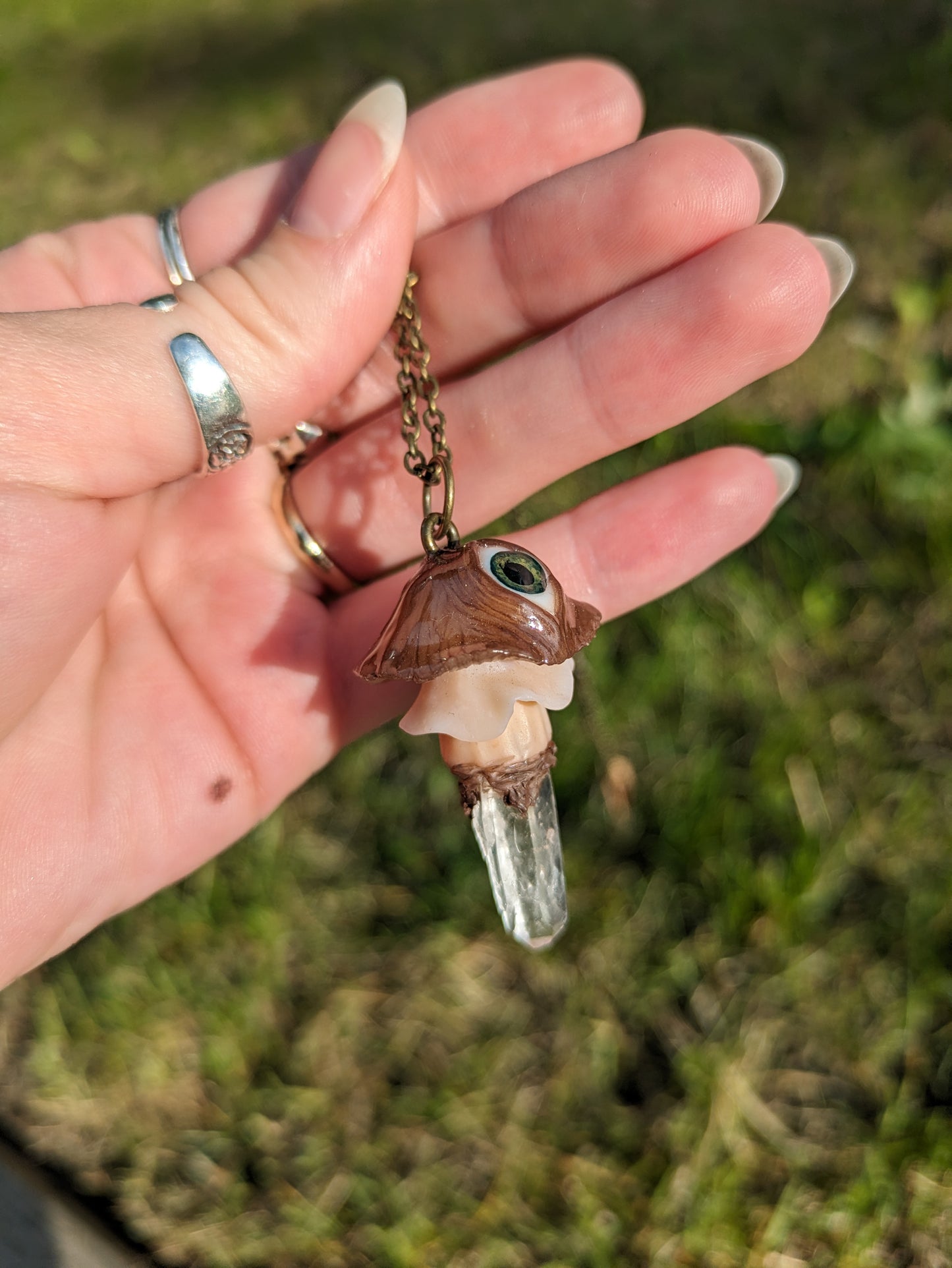 Third Eye Shroom + Quartz Necklace