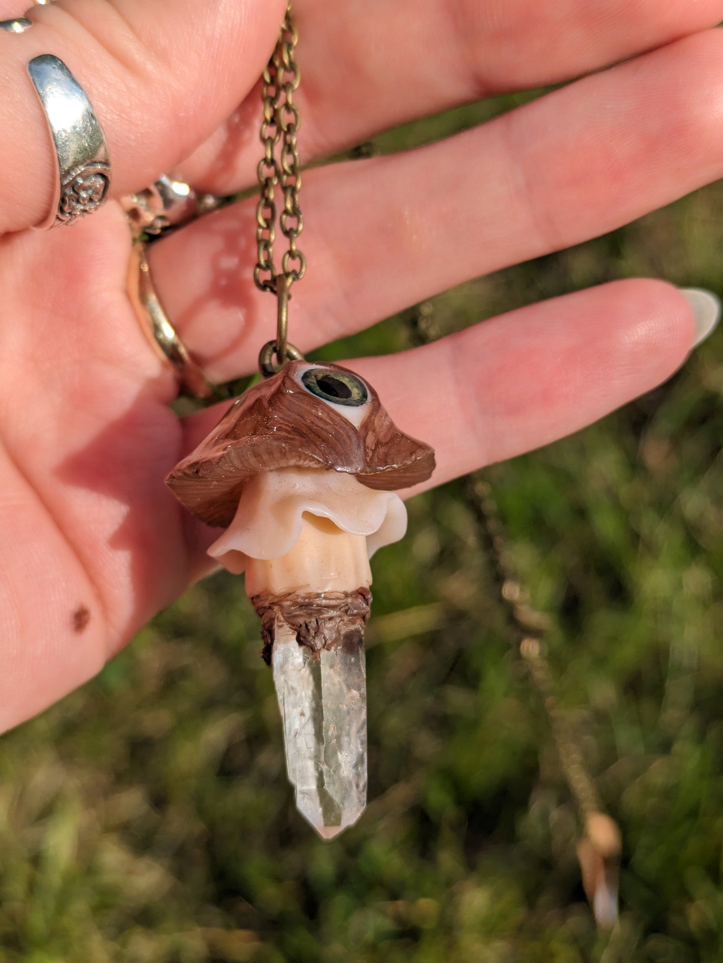 Third Eye Shroom + Quartz Necklace