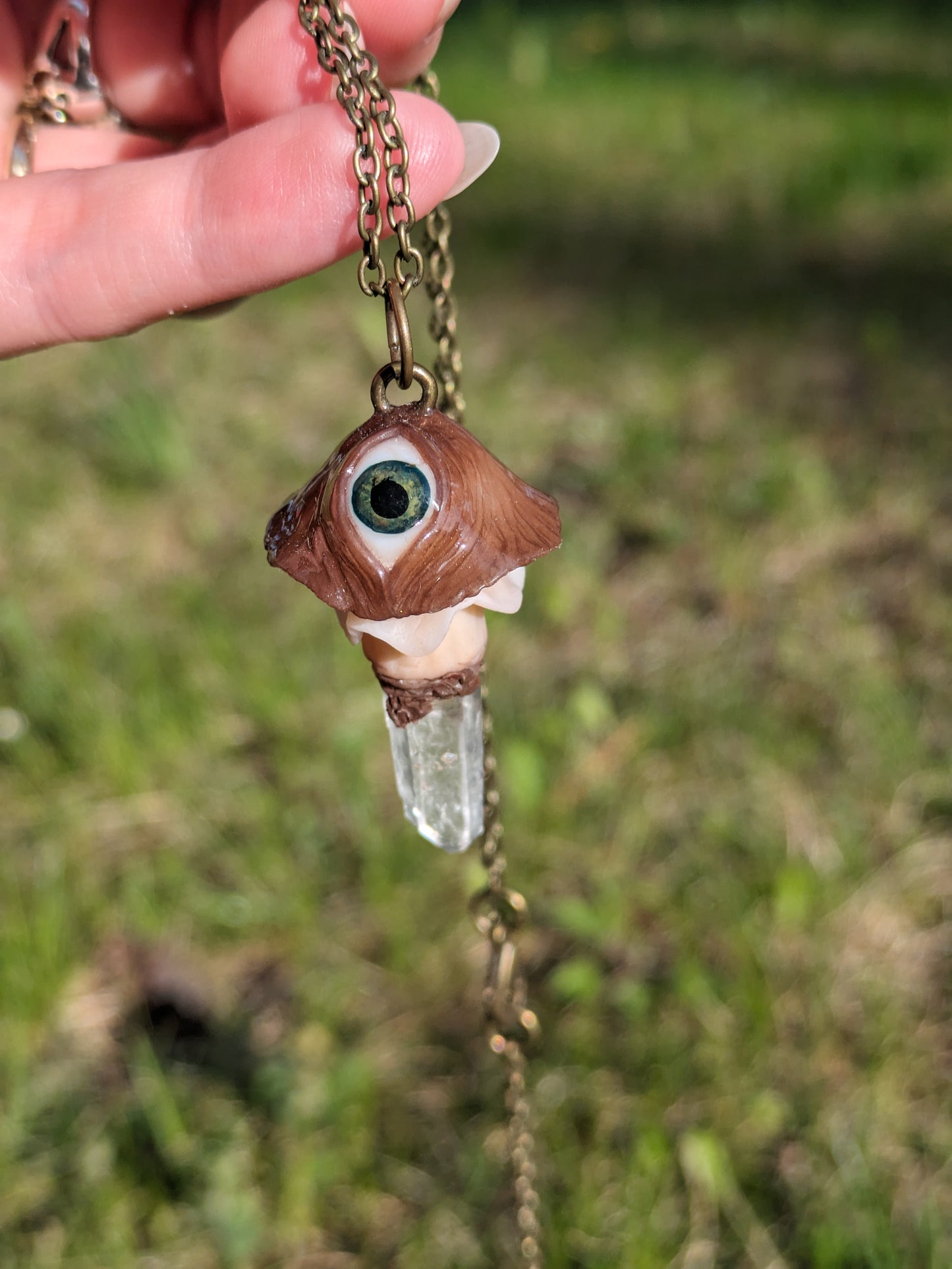 Third Eye Shroom + Quartz Necklace