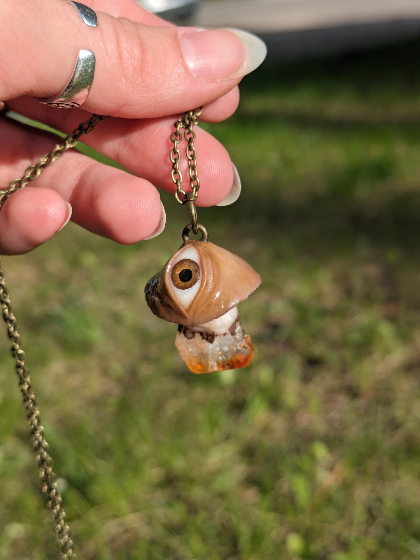 Third Eye Shroom + Citrine Necklace