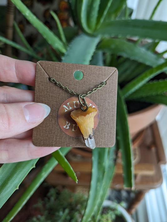 Mushroom + Quartz Necklace