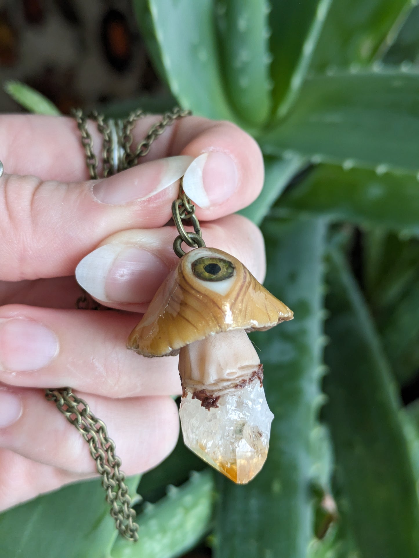 Third Eye Shroom + Citrine Necklace