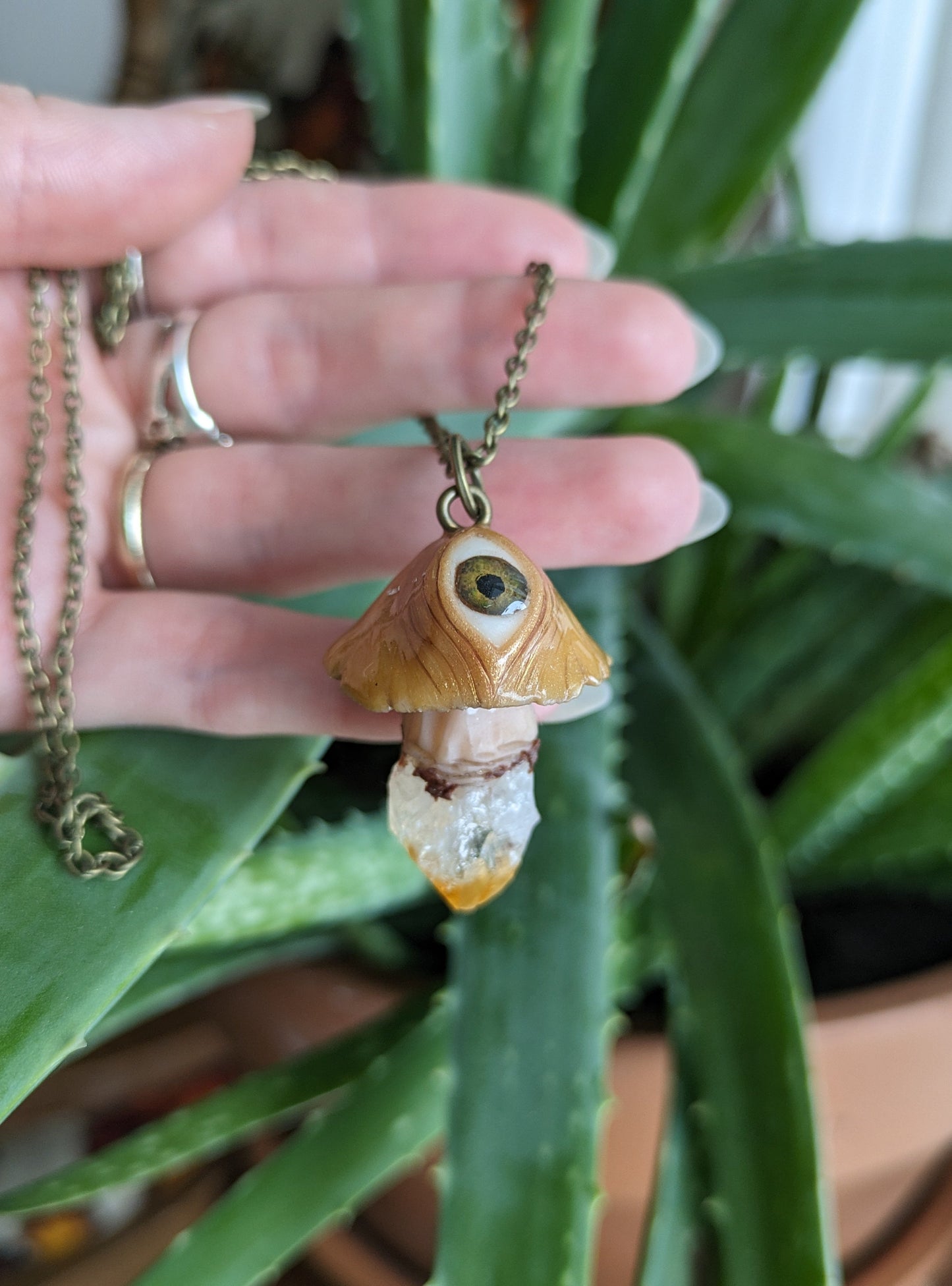 Third Eye Shroom + Citrine Necklace