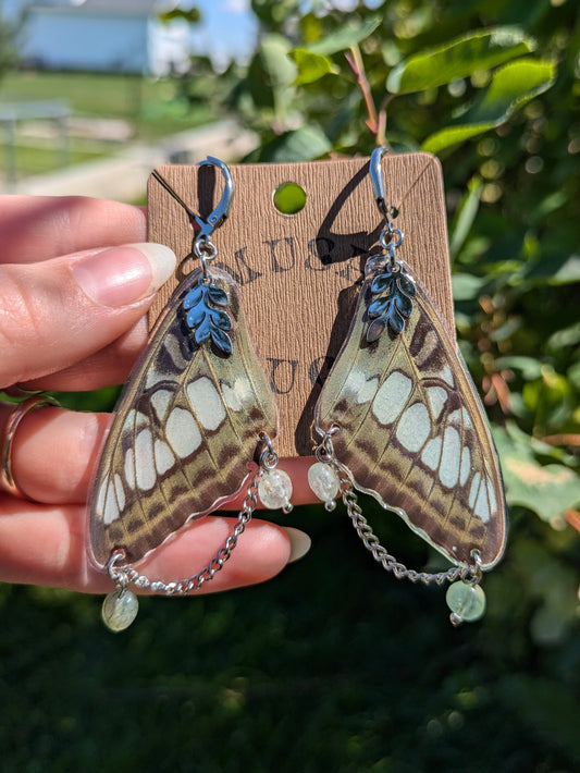 Ocean foam Butterfly Wing Earrings
