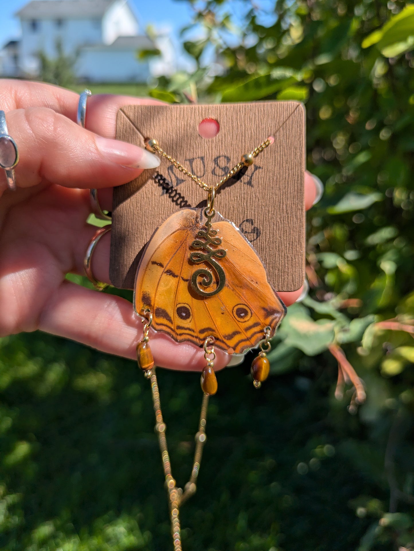Unalome Butterfly Wing Necklace