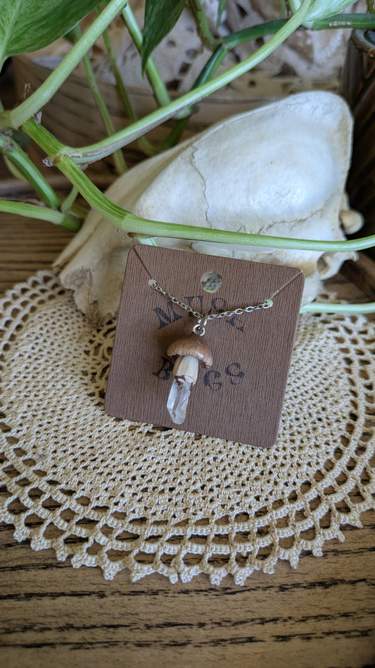 Mushroom + Quartz Necklace